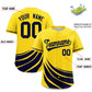Custom Yellow Navy Wind Mark Graffiti Pattern Authentic Baseball Jersey Limited