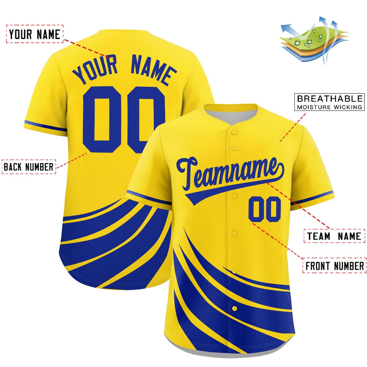 Custom Yellow Royal Wind Mark Graffiti Pattern Authentic Baseball Jersey Limited