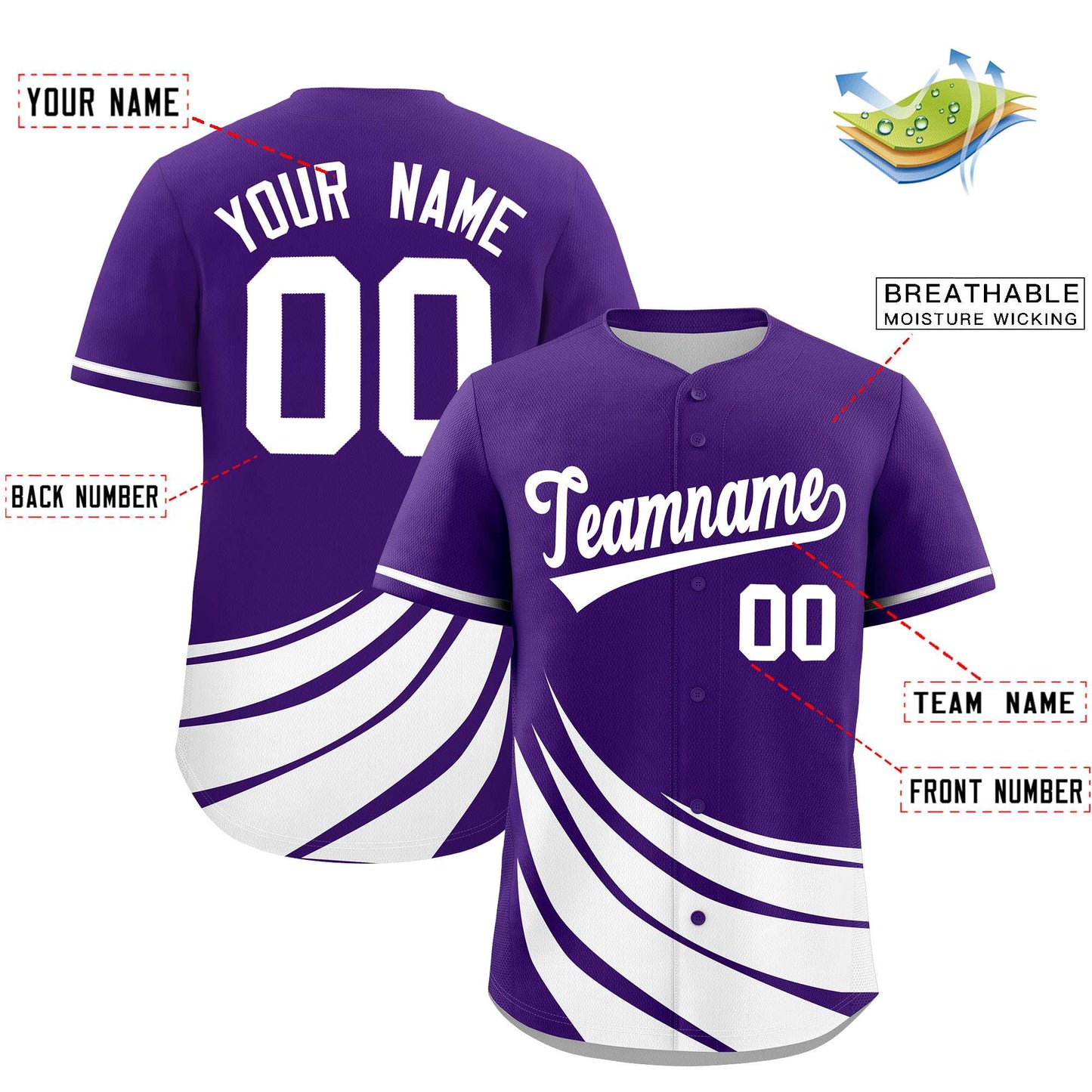 Custom Purple White Wind Mark Graffiti Pattern Authentic Baseball Jersey Limited