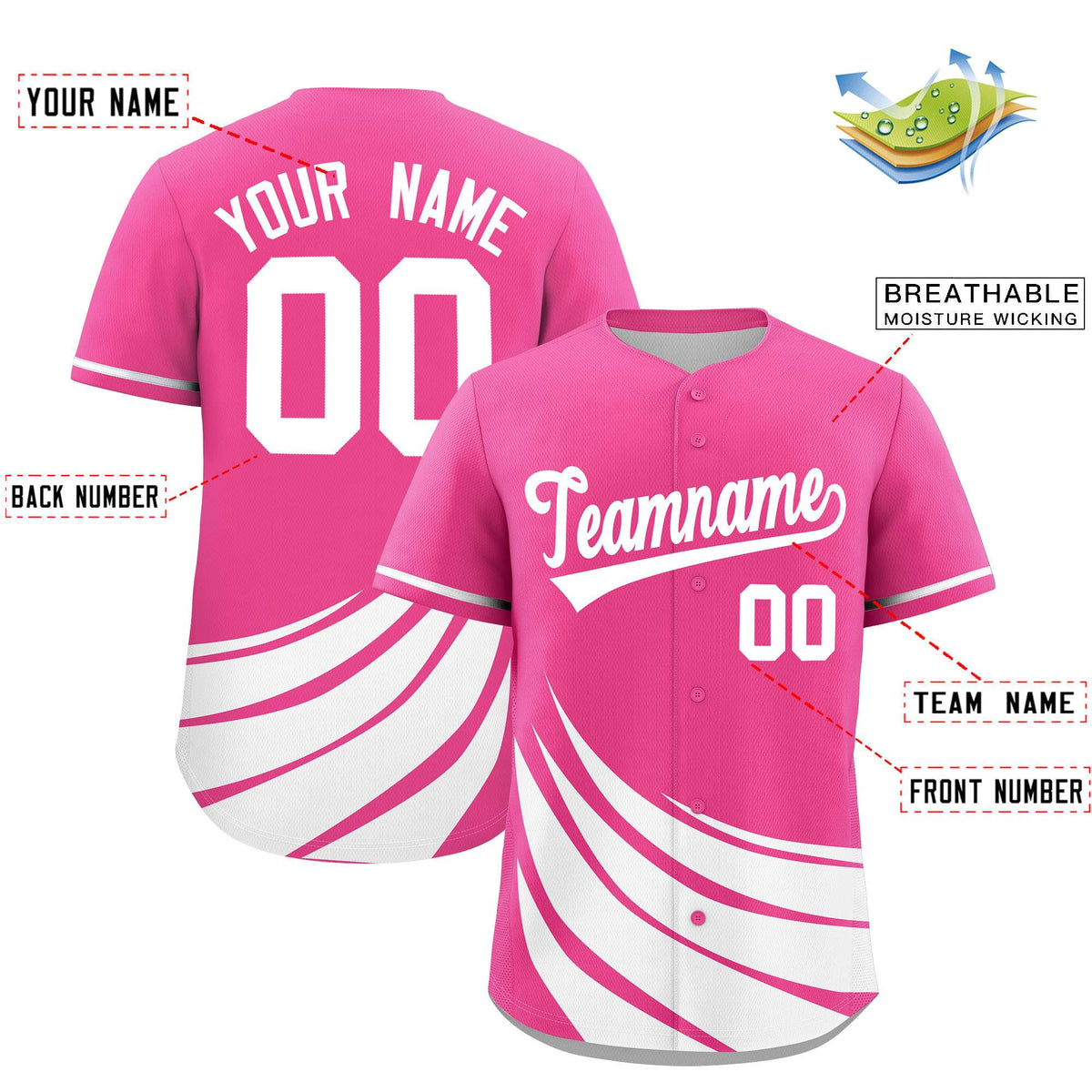 Custom Pink White Wind Mark Graffiti Pattern Authentic Baseball Jersey Limited