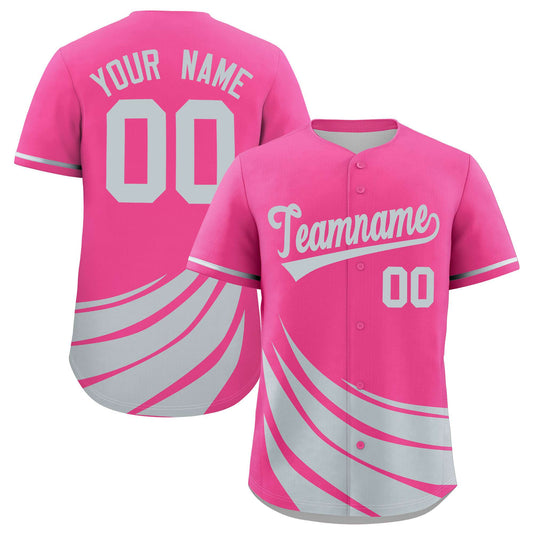 Custom Pink Silver Wind Mark Graffiti Pattern Authentic Baseball Jersey