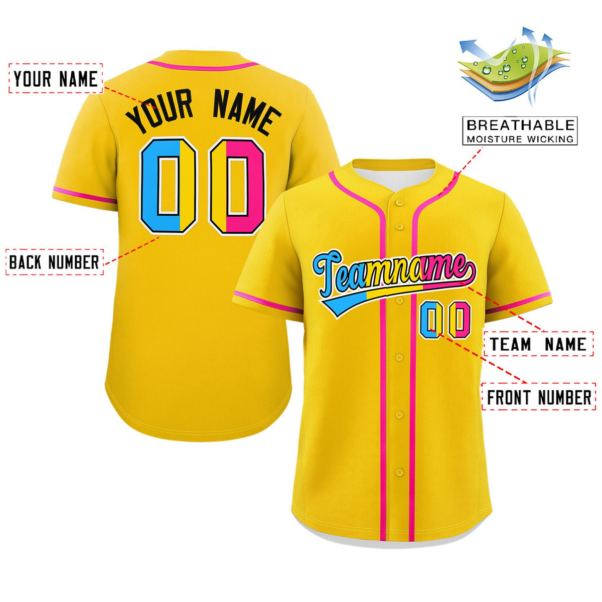 Custom Gold Pansexuality For Pride Month Classic Style Authentic Baseball Jersey Limited