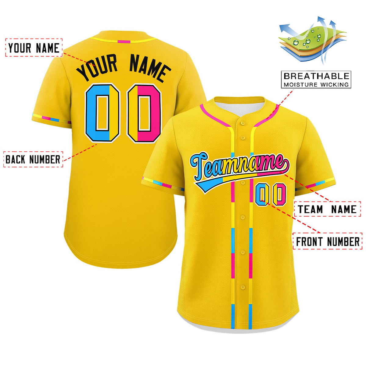 Custom Gold Pansexuality For Pride Month Classic Style Authentic Baseball Jersey Limited