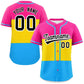 Custom Pink Gold-Powder Blue Pansexuality For Pride Month Color Block Authentic Baseball Jersey