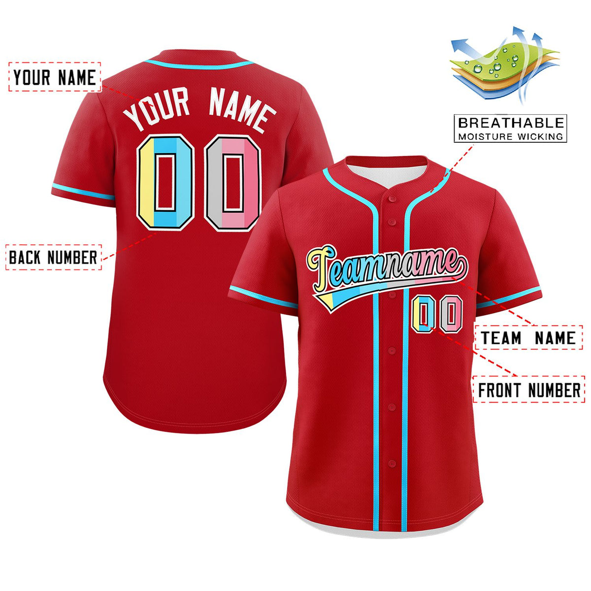 Custom Red Genderflux For Pride Month Classic Style Authentic Baseball Jersey Limited
