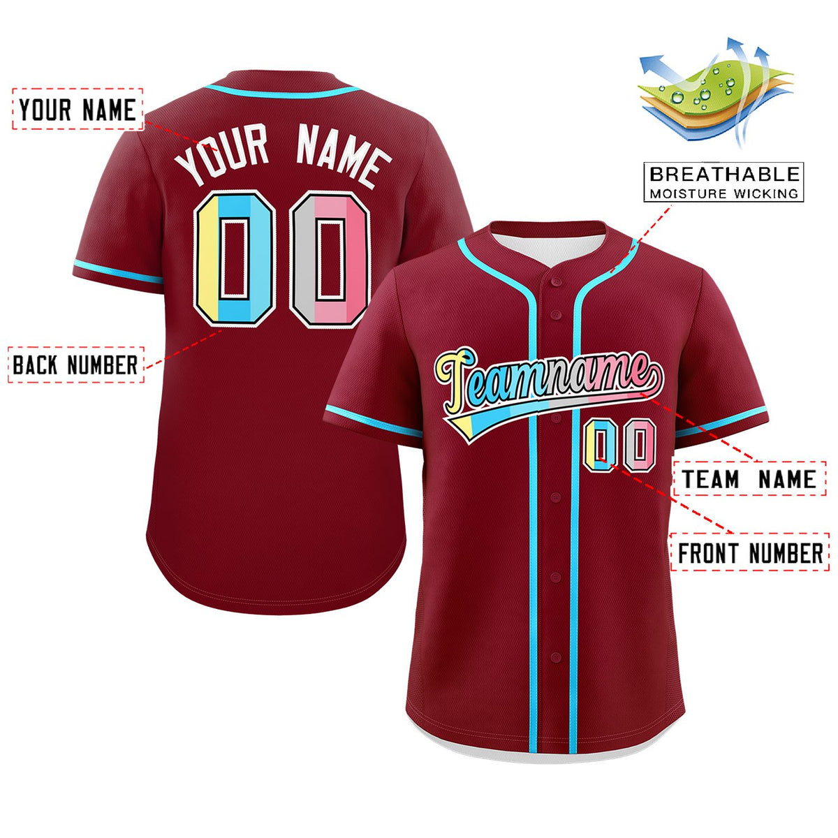 Custom Crimson Genderflux For Pride Month Classic Style Authentic Baseball Jersey Limited