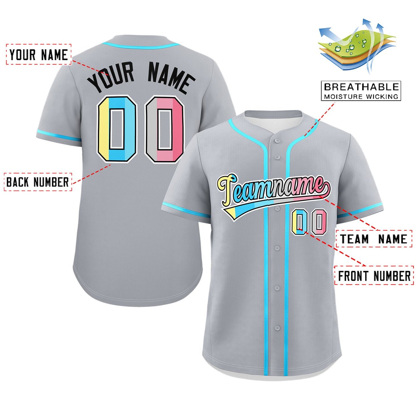 Custom Gray Genderflux For Pride Month Classic Style Authentic Baseball Jersey Limited