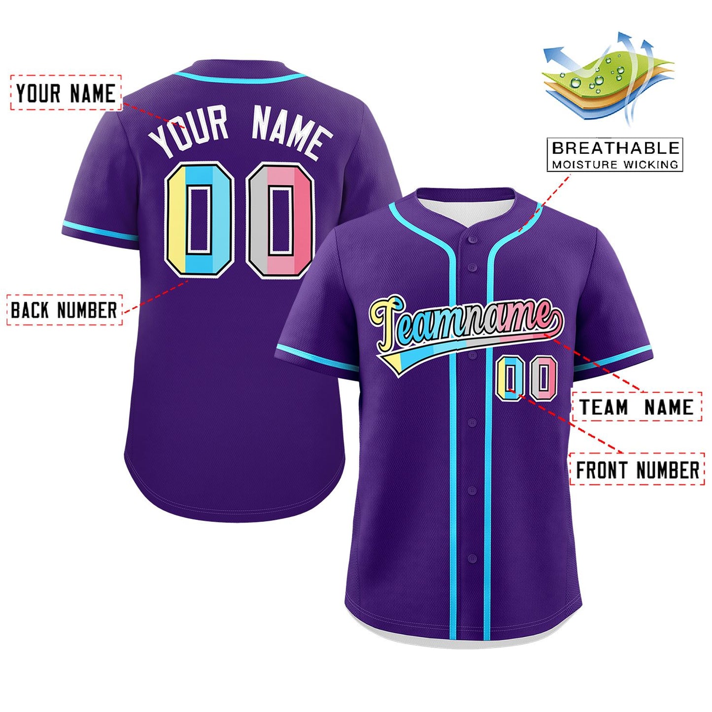 Custom Purple Genderflux For Pride Month Classic Style Authentic Baseball Jersey Limited