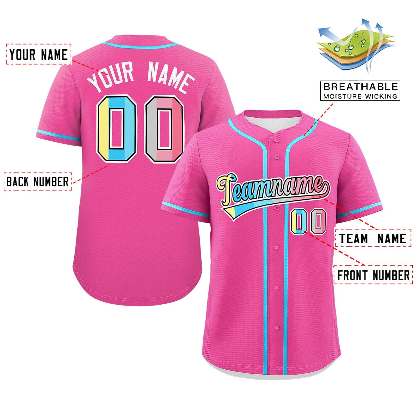 Custom Pink Genderflux For Pride Month Classic Style Authentic Baseball Jersey Limited
