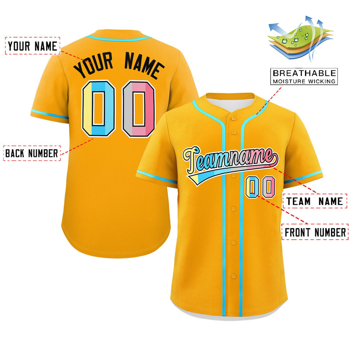 Custom Yellow Genderflux For Pride Month Classic Style Authentic Baseball Jersey Limited