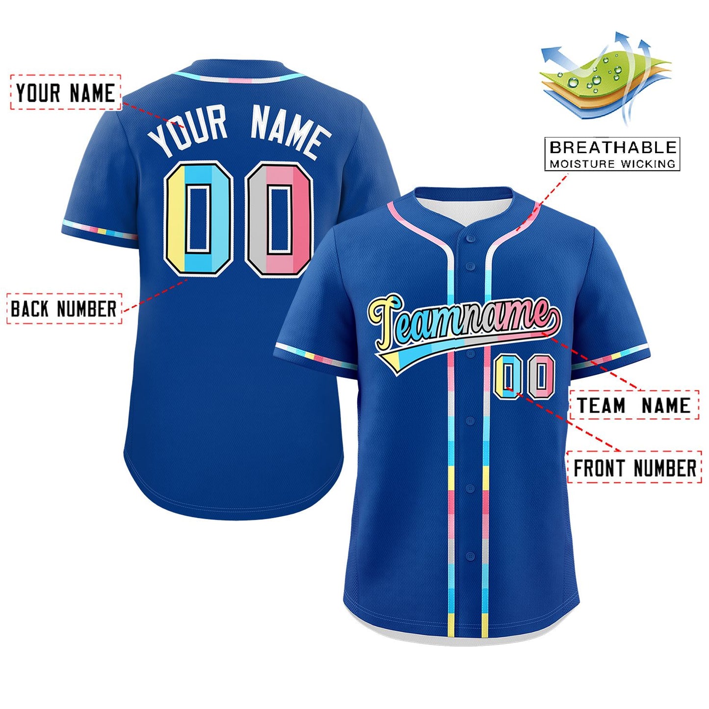 Custom Royal Genderflux For Pride Month Classic Style Authentic Baseball Jersey Limited