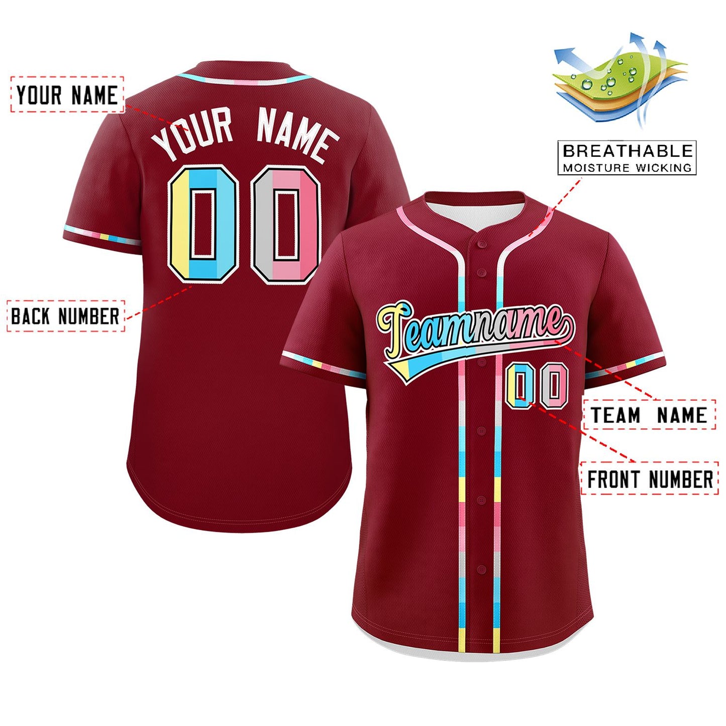 Custom Crimson Genderflux For Pride Month Classic Style Authentic Baseball Jersey Limited