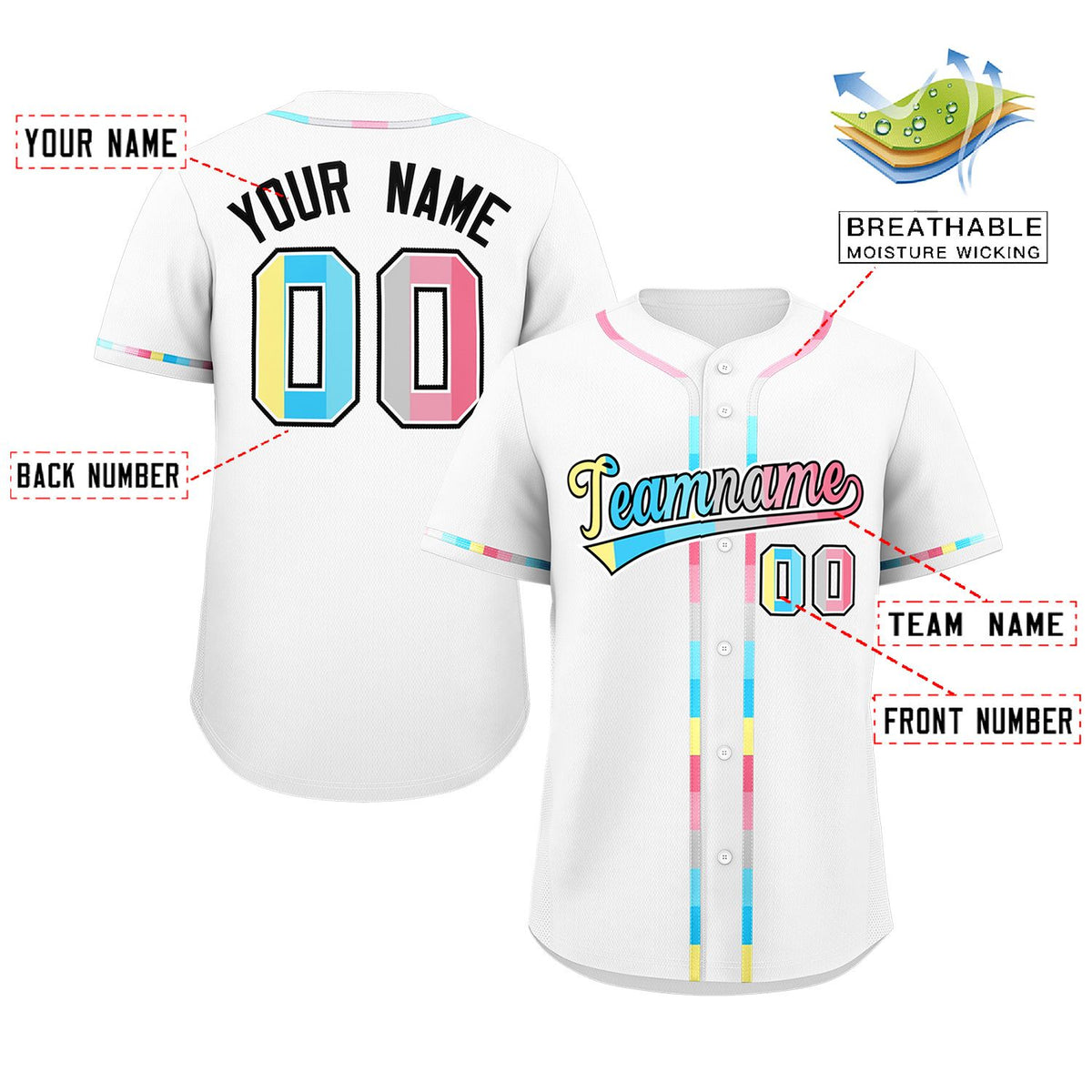 Custom White Genderflux For Pride Month Classic Style Authentic Baseball Jersey Limited