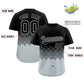 Custom Black Silver Grid Blur Pattern Authentic Baseball Jersey Limited