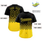 Custom Black Gold Grid Blur Pattern Authentic Baseball Jersey Limited