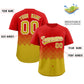 Custom Red Old Gold Grid Blur Pattern Authentic Baseball Jersey Limited
