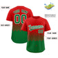 Custom Red Kelly Green Grid Blur Pattern Authentic Baseball Jersey Limited