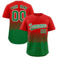 Custom Red Kelly Green Grid Blur Pattern Authentic Baseball Jersey