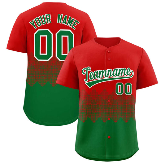 Custom Red Kelly Green Grid Blur Pattern Authentic Baseball Jersey