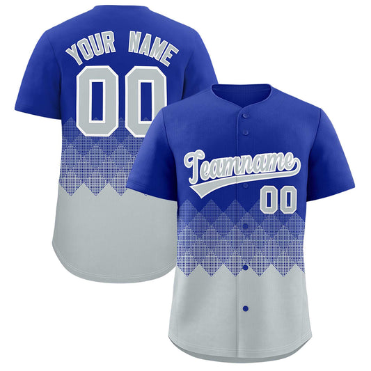 Custom Royal White Grid Blur Pattern Authentic Baseball Jersey