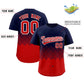 Custom Navy Red Grid Blur Pattern Authentic Baseball Jersey Limited