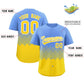 Custom Light Blue Gold Grid Blur Pattern Authentic Baseball Jersey Limited