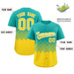 Custom Aqua Gold Grid Blur Pattern Authentic Baseball Jersey Limited