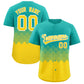 Custom Aqua Gold Grid Blur Pattern Authentic Baseball Jersey