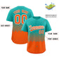 Custom Aqua Orange Grid Blur Pattern Authentic Baseball Jersey Limited