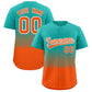 Custom Aqua Orange Grid Blur Pattern Authentic Baseball Jersey