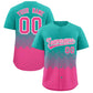 Custom Aqua Pink Grid Blur Pattern Authentic Baseball Jersey