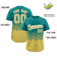Custom Aqua Old Gold Grid Blur Pattern Authentic Baseball Jersey Limited