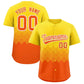 Custom Gold Orange Grid Blur Pattern Authentic Baseball Jersey