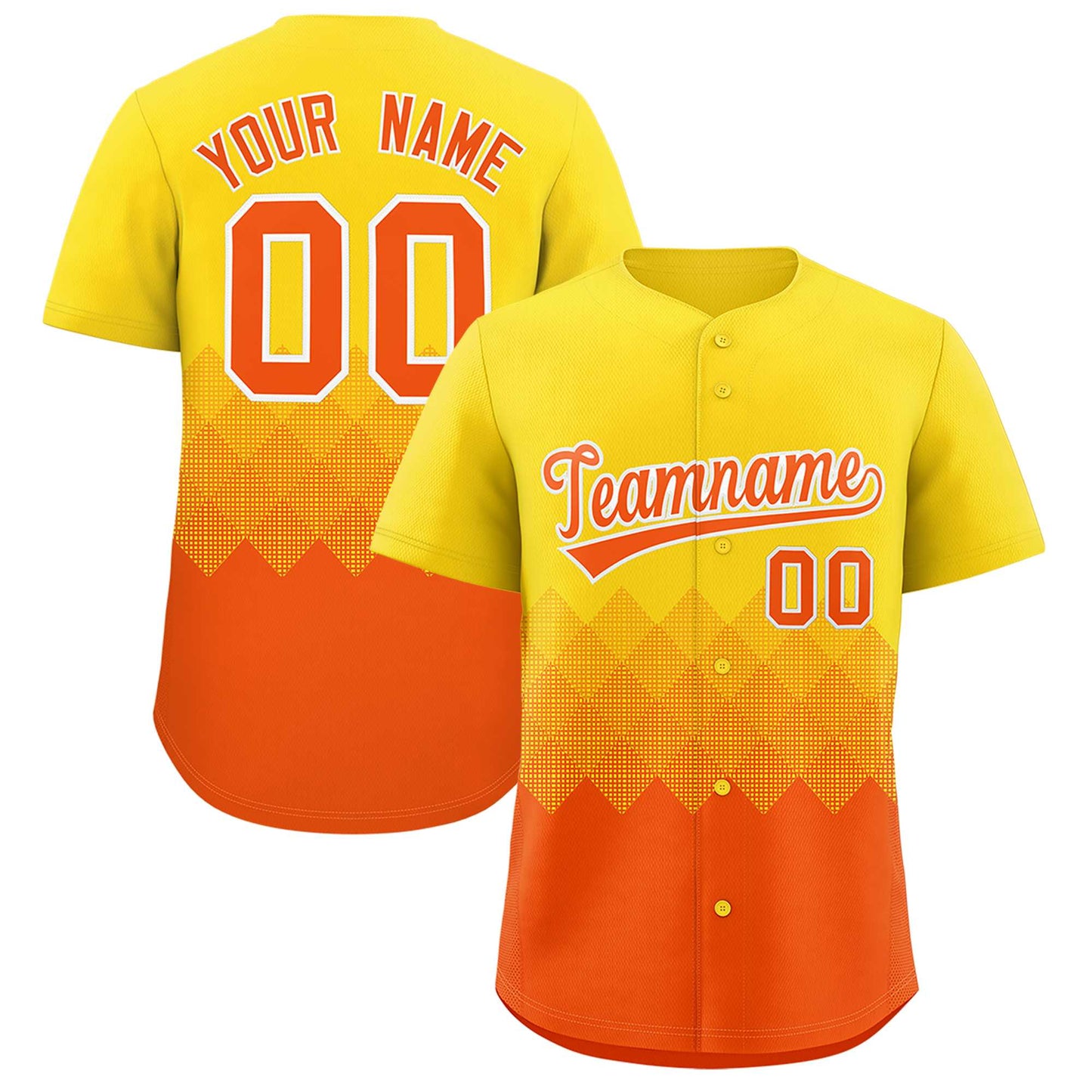 Custom Gold Orange Grid Blur Pattern Authentic Baseball Jersey