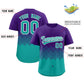 Custom Purple Aqua Grid Blur Pattern Authentic Baseball Jersey Limited