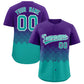 Custom Purple Aqua Grid Blur Pattern Authentic Baseball Jersey