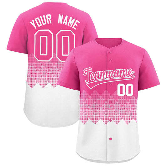 Custom Pink White Grid Blur Pattern Authentic Baseball Jersey