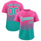 Custom Pink Aqua Grid Blur Pattern Authentic Baseball Jersey