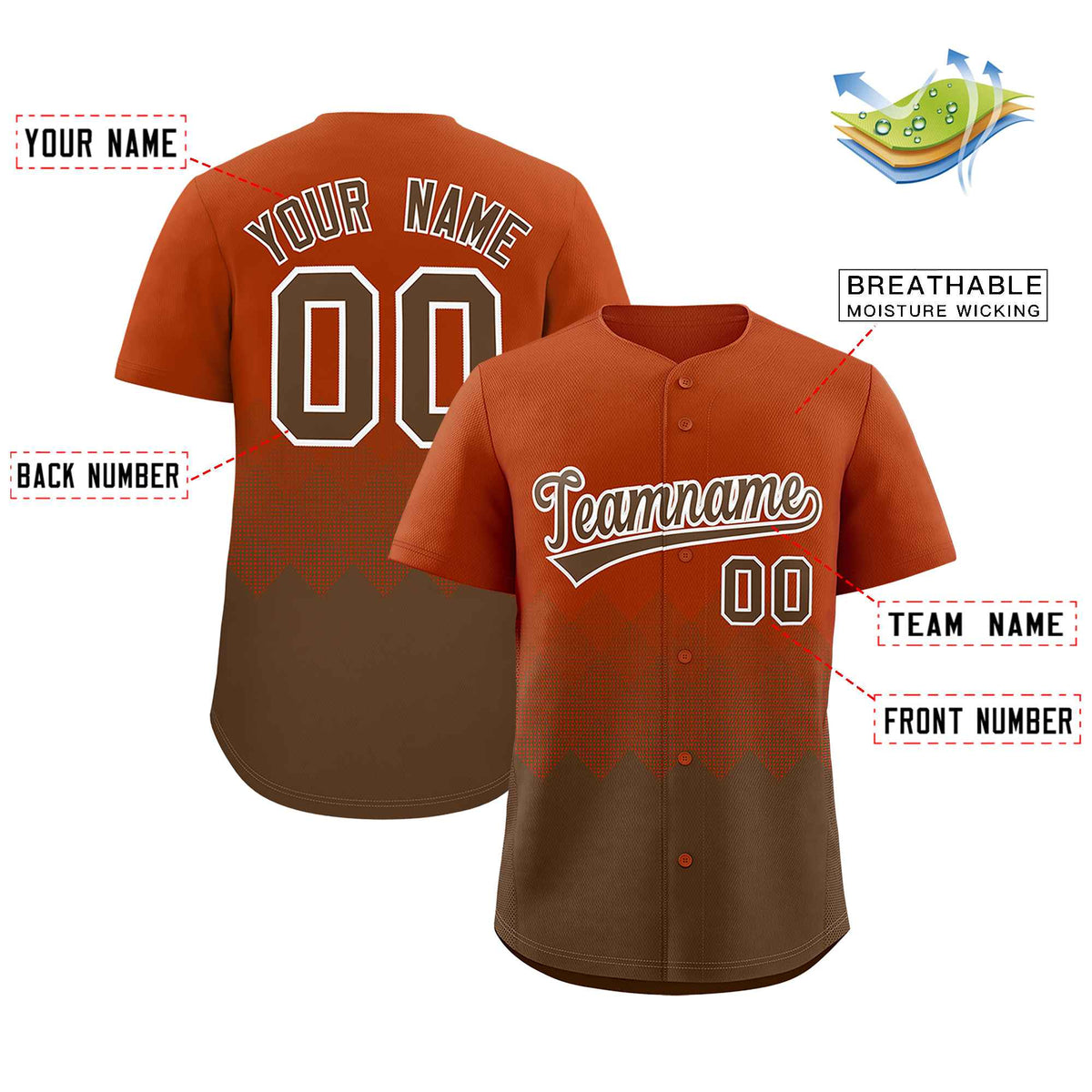 Custom Texas Orange Light Brown Grid Blur Pattern Authentic Baseball Jersey Limited