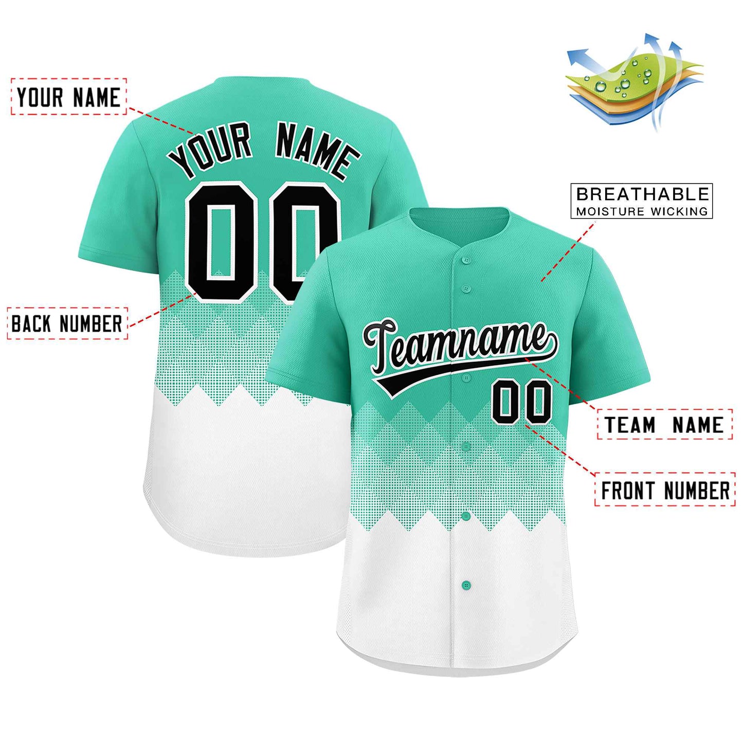 Custom Bright Green White Grid Blur Pattern Authentic Baseball Jersey Limited