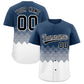 Custom Midnight Blue White Grid Blur Pattern Authentic Baseball Jersey