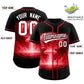 Custom Black Red Full Button Nuclear Blast Graffiti Pattern Authentic Baseball Jersey Limited
