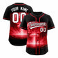 Custom Black Red Full Button Nuclear Blast Graffiti Pattern Authentic Baseball Jersey