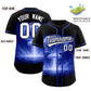 Custom Black Royal Full Button Nuclear Blast Graffiti Pattern Authentic Baseball Jersey Limited