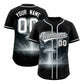 Custom Black Silver Full Button Nuclear Blast Graffiti Pattern Authentic Baseball Jersey