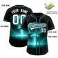 Custom Black Teal Full Button Nuclear Blast Graffiti Pattern Authentic Baseball Jersey Limited
