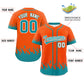 Custom Orange Aqua Personalized Flame Graffiti Pattern Authentic Baseball Jersey Limited