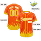 Custom Orange Gold Personalized Flame Graffiti Pattern Authentic Baseball Jersey Limited