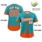 Custom Aqua Orange Personalized Flame Graffiti Pattern Authentic Baseball Jersey Limited