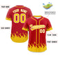 Custom Red Gold Personalized Flame Graffiti Pattern Authentic Baseball Jersey Limited